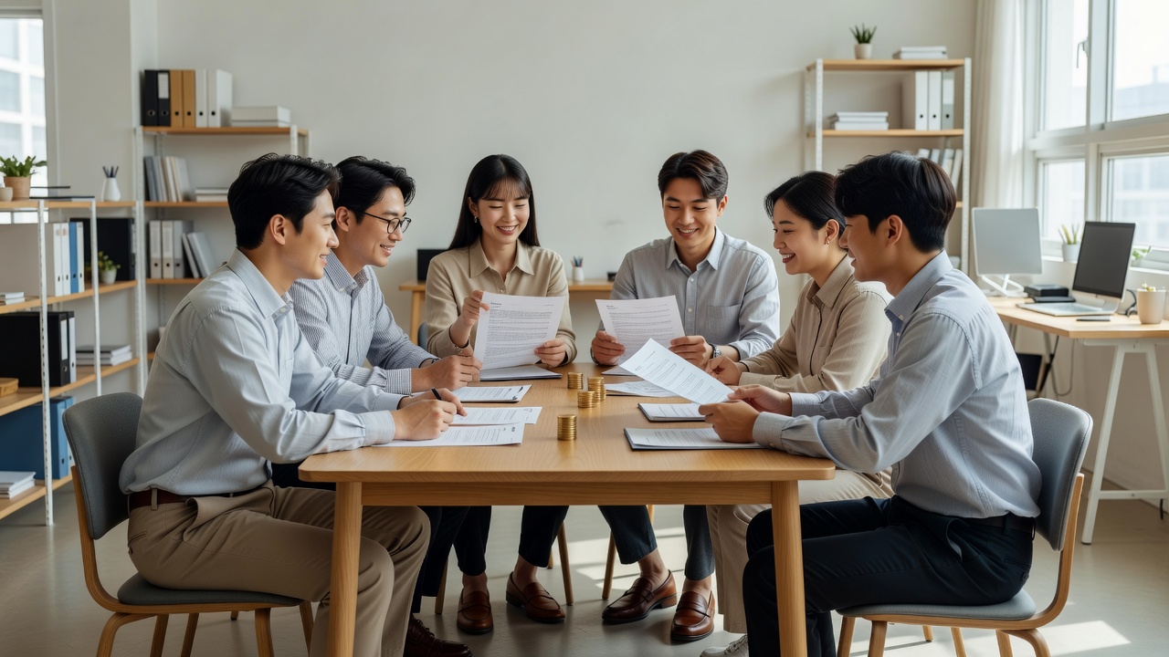 초기기업 인건비 보조 FAQ 관련 정부 지원 제도를 설명하는 사무실 장면