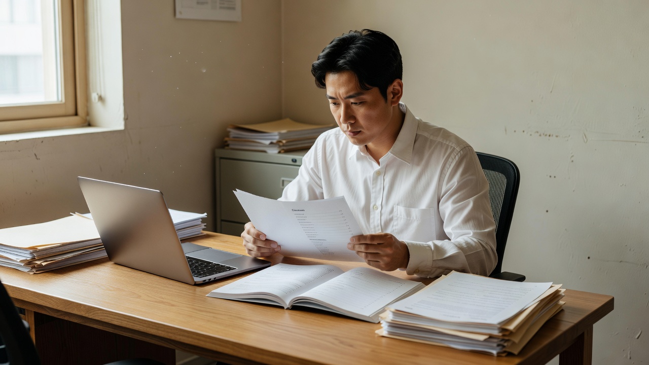 초기기업 인건비 보조 FAQ 목차를 확인하는 사무실 모습